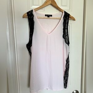 INC International Concepts Pink and Black Lace Tank Top